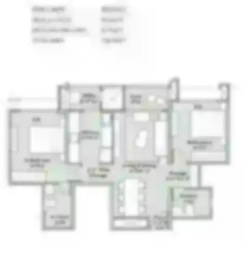 2 BHK 735 sq ft floor plan — Garden Trails