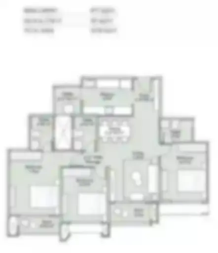 3 BHK 1078 sq ft floor plan — Garden Trails
