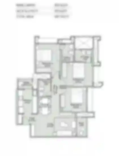 3 BHK 967 sq ft floor plan — Garden Trails